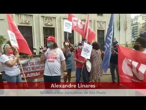 Alexandre Linares em fala durante Ato do Dia Nacional de Luta contra PEC 32