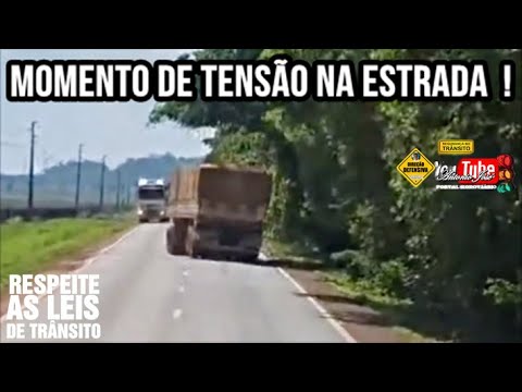 Caminhoneiro dirige em zig zag e por pouco não provoca vários acidentes