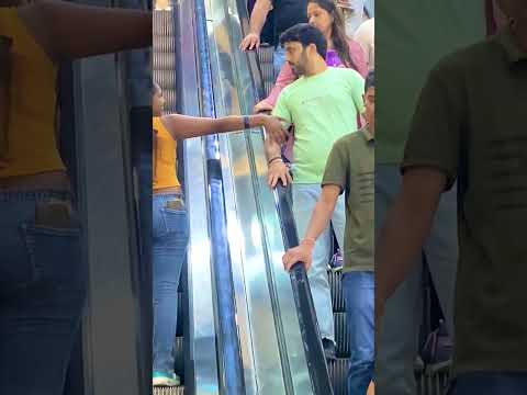 ESCALATOR BOY PRANK || funny video || comedy with boy #shorts #viral #escalator #prank #shortsfeed