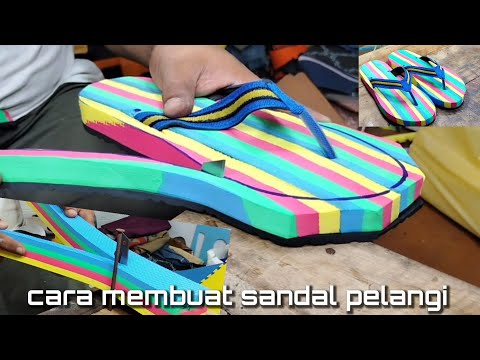 cara membuat sandal pelangi