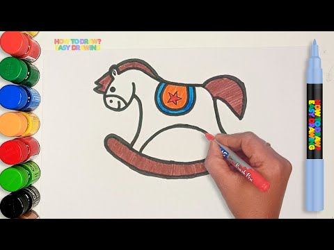 How to Draw a Rocking Horse Toy - Easy Step-by-Step Drawing Tutorial for Kids