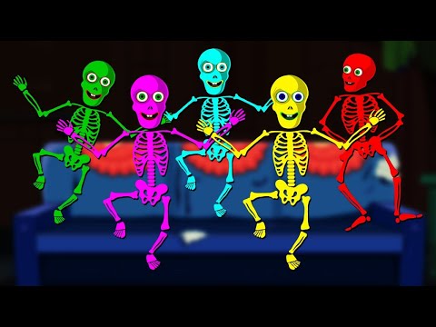Five Scary Skeletons Dancing On The Bed | Spooky Scary Halloween For Kids