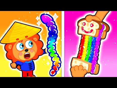 LeonCito | Sándwich de gusanos de goma arcoíris | Dibujos animados | Video Para Niños
