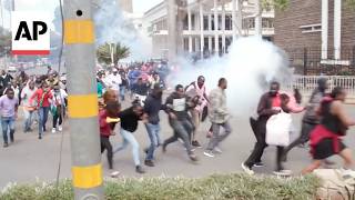 YouTube video thumbnail: Kenya Police use Tear gas to Disperse Traders Protesting Against Rise in Taxes