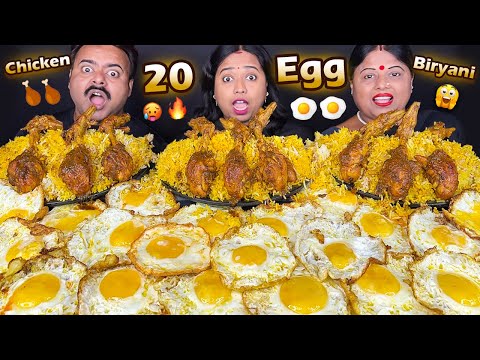 20 EGGS vs CHICKEN TIKKA BIRYANI EATING CHALLENGE, EATING 50 SUNNY SIDE UP EGGS BIG BITE EATING SHOW