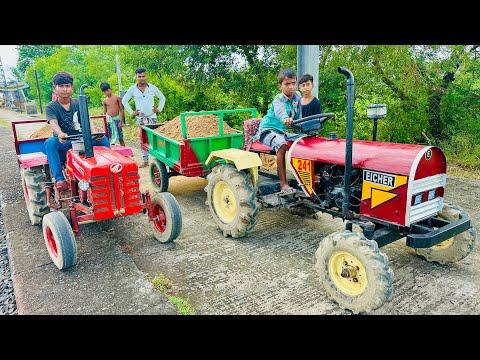 In the Mini Eicher and Mini Mahindra Tractor We Took Two Trolley Sand of the Railway Station 