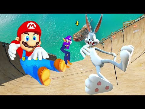 GTA5 Bugs bunny vs Super mario vs Wario vs Luigi Funny Ragdolls (Euphoria physics funny moments) #44