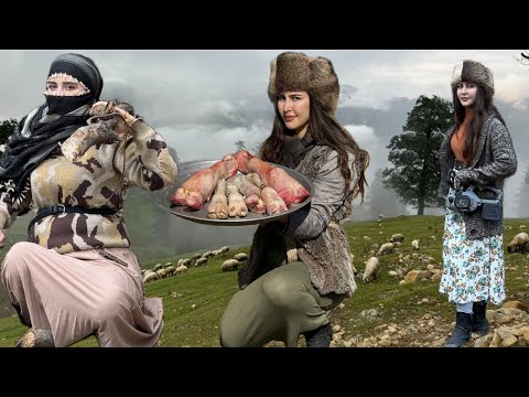 Cooking zing pilaf with veal leg in autumn nature! Cooking in the village