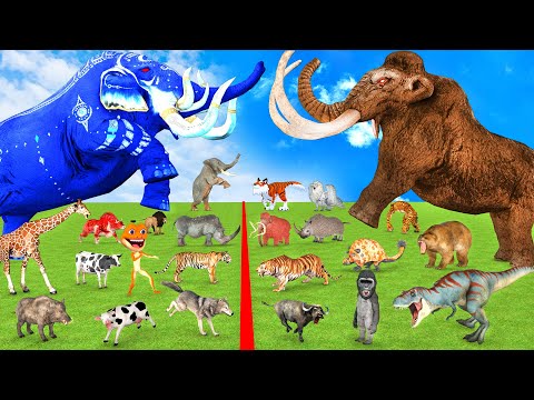 Prehistoric Mammoth Vs Elephant Cenozoic Mammals vs Modern Animals Evolution Animal Revolt Battle