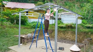 Weld Iron Bars And Iron Pillars Together To Build a New Cabin Entirely Out of Iron | My Bushcraft