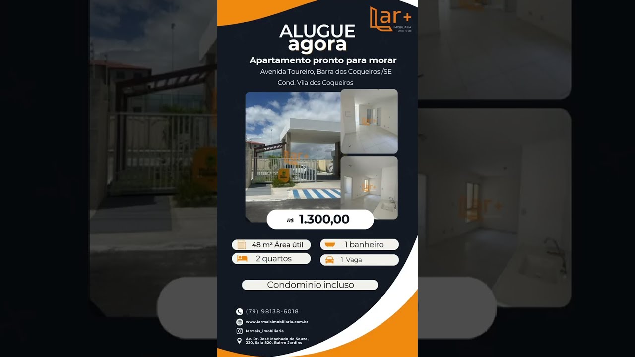 Apartamento para locação - Cond. Vila dos Coqueiros - Barra dos Coqueiros/SE