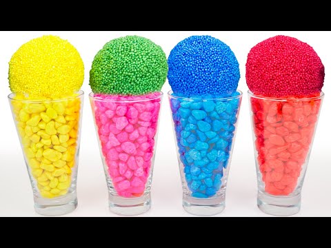 Satisfying ASMR | Perfect Kinetic Sand Capuchina Cup with Foam Beads & Rainbow Cutting