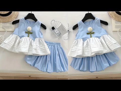 Stylish Baby Girl Top & Shorts Cutting & Stitching | Easy DIY Summer Outfit for Kids at Home