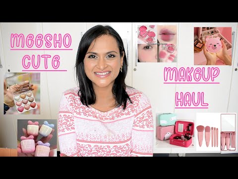 Meesho Cute Makeup Haul & Try On ! Viral Cute Makeup Trends Products