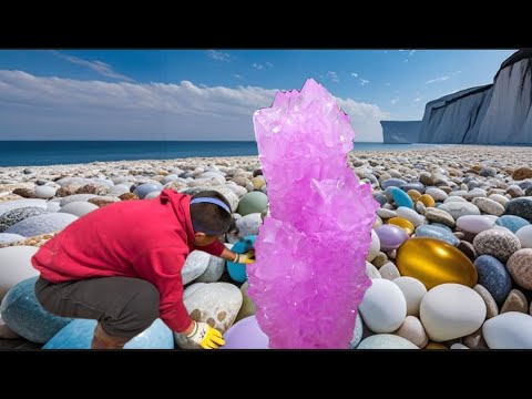 I dug deep into the lake and found a lot of huge crystal pillars.。。Rainbow Beach's Crystal Secrets