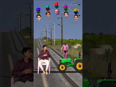 Funny cute dancing joker vs tractor stop the high-speed train #shortsfeed #trendingshorts