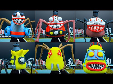 Making POU Vs BUS EATER Vs TRAIN EATER Vs SPIDER POU Vs CHOO CHOO CHARLES With Polymer Clay