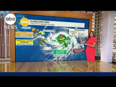 YouTube video thumbnail: Hurricane Erin Weakens to Category 3 Overnight