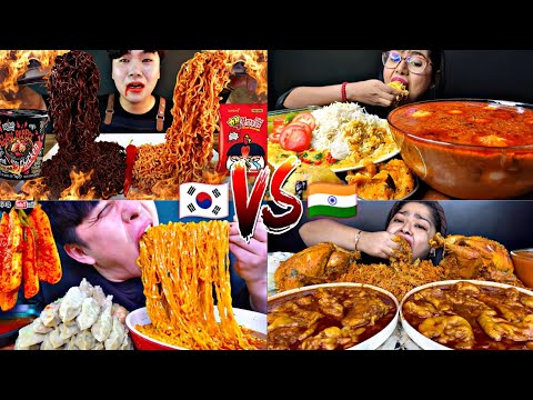 SPICIEST KOREAN FOOD VS SPICIEST INDIAN FOOD! ( Extreme Spicy Battle Mukbang ) 🌶️🥵🔥🔥🔥