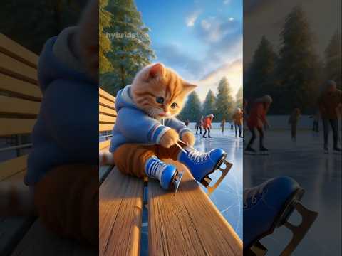 The Ice Skater Ginger Kitten: Practice makes Perfect⛸️😻🐈#cat #cute #ai