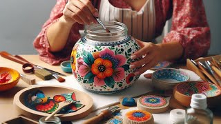 Decoupage on Glass /Turn a glass vase into a Amazing art using Napkins