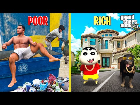 Franklin Change His Poor Life To Ultra Rich Trillionaire Life In GTA 5 | SHINCHAN and CHOP