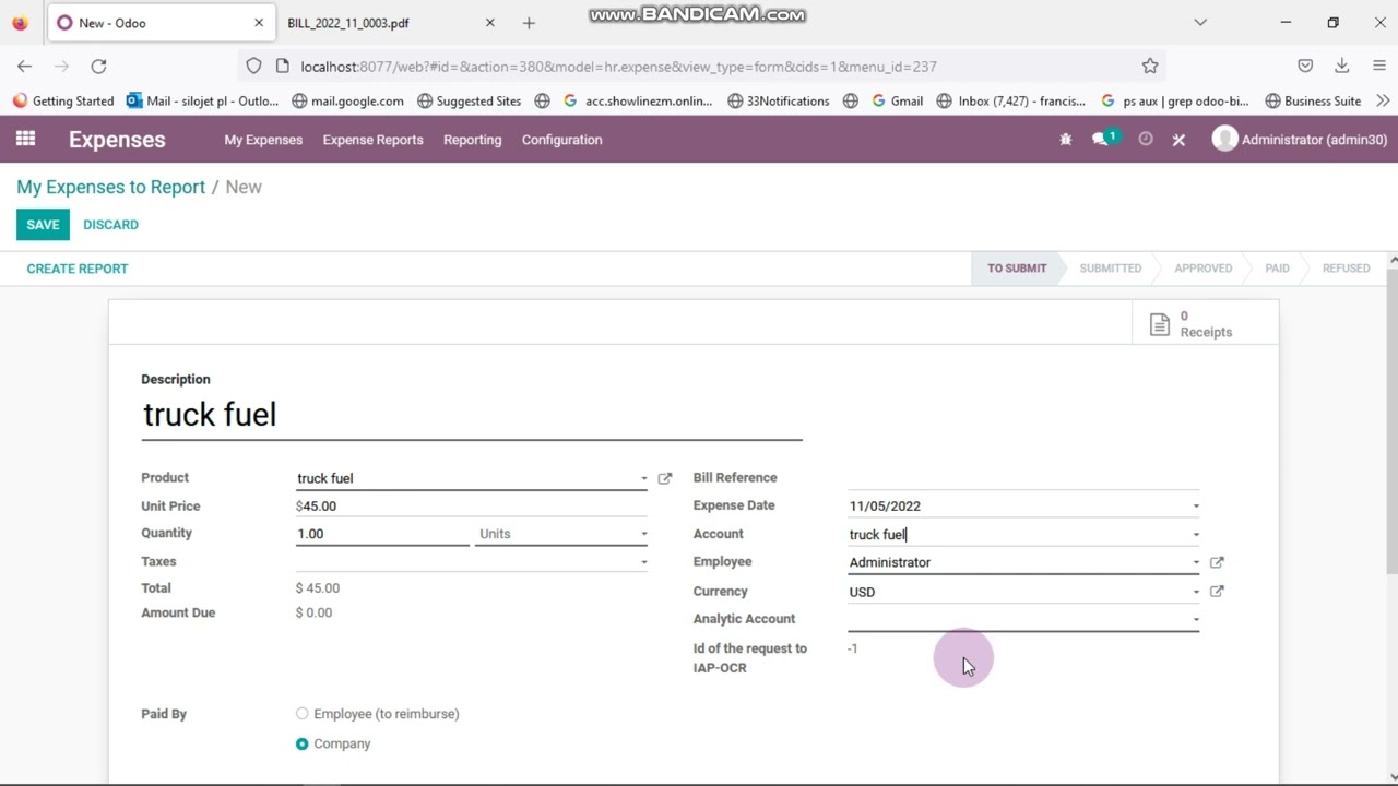 How to record expenses in odoo ? | 11/5/2022

How to record expenses in odoo ?