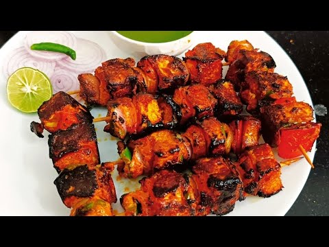 बिना तंदूर रेस्टोरेंट से भी अच्छा पनीर टिक्का😋बनाया आज घर पर || Tandoori paneer tikka recipe ||