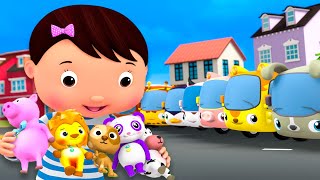 Counting Magic Animal Buses!🦁 | 🚌Wheels on the BUS Songs! 🚌 Nursery Rhymes for Kids