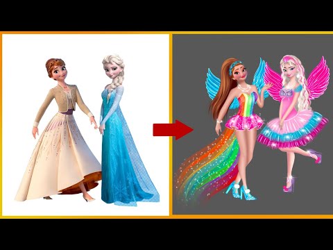 Elsa Anna Frozen Glow Up My Little Pony : Rainbow Dash Pinkie Pie | Disney transformation #mlp