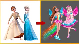 Elsa Anna Frozen Glow Up My Little Pony : Rainbow Dash Pinkie Pie | Disney transformation #mlp