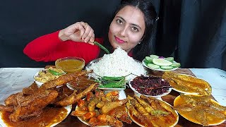 Massive Lunch(Prawn Malai Curry+Deshi Chicken Kosha+Tangra Jhal+Sorsha Pabda+Koila Fish Buna+Spnich