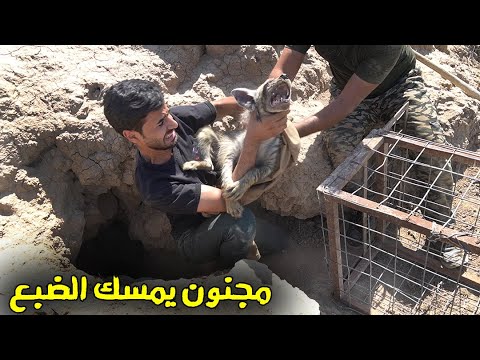 لأول مرة رجل عراقي يقوم بأمساك الضبع