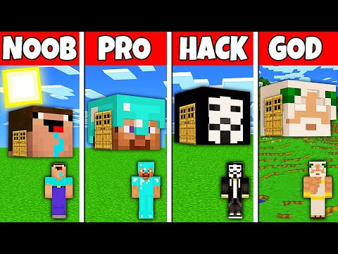 Minecraft Battle: NOOB vs PRO vs HACKER vs GOD! HEAD HOUSE BUILD CHALLENGE in Minecraft