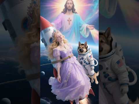 Princess is saved by astronaut puppy and Jesus in space🙏#cute #jesus #shorts #ai