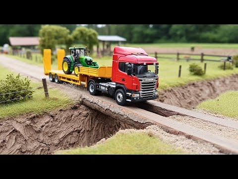 Caminhão Transporta Trator pela Fazendinha! 🚛🟢