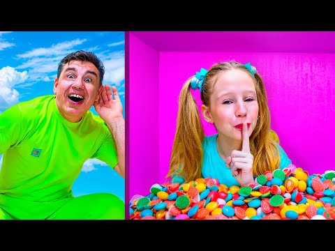 Nastya  and dad Mystery Colored Boxes Challenge for kids