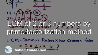 LCM of 2 or 3 numbers by prime factorization method