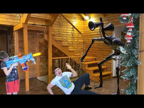 NerfGame Black SirenHead in Home  Черный Сиреноголовый против Нерферов Нерф Игра