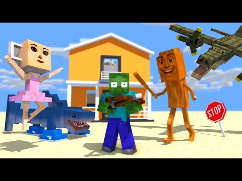 Tung Tung Tung Sahur & BALLERINA CAPUCHINA Attack Zombie HOUSE Italian Brainrot Minecraft Animation
