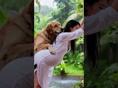 下雨了，房子里好悶熱啊，想出來練個瑜伽，金毛怎麼這麼粘人，簡直走到哪兒跟到哪！#funny #cute #狗訓練 #pets #puppy #goldenretriever #animals