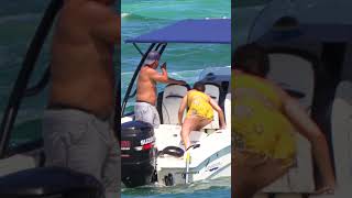 When the waves win… She fought the swim ladder at Haulover Inlet