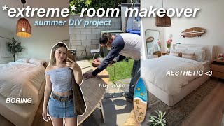 my *EXTREME* room makeover for summer ☀️ *coastal aesthetic on a budget*