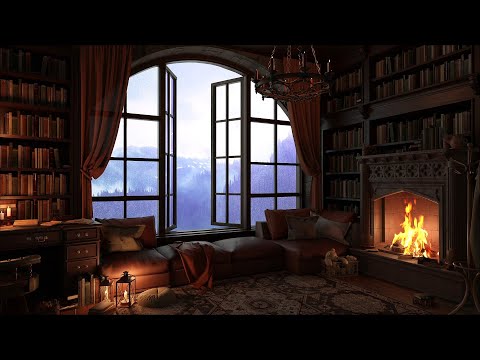 Open Window Rain Sounds w/ Thunder | Crackling Fireplace - 3 hours