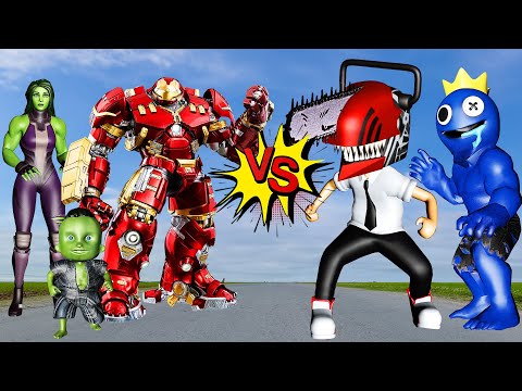 FAMILY HULKBUSTER VS CHAINSAW MAN VS ROBLOX RAINBOW FRIENDS - In real life