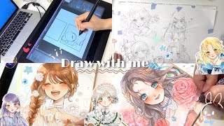 【作業用】Draw with me! ￤5枚の色紙イラストメイキング🌼