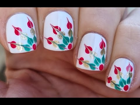 Christmas Heart Nail Art | Pretty White Nail Design For The Holidays | Winter Nails