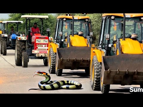 JCB 3DX Backhoe Machine Going To Another Village With Mahindra DI And Swaraj Tractor | Jcb Dozer