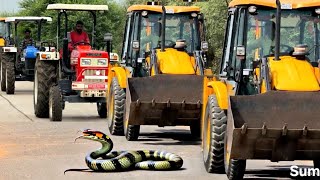 JCB 3DX Backhoe Machine Going To Another Village With Mahindra DI And Swaraj Tractor | Jcb Dozer