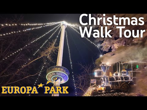 [4K] Europa Park Tour by Night - Complete Walkthrough - Winter Season